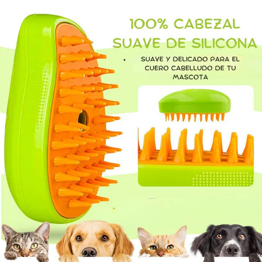 Cepillo de Mascota a Vapor 3 EN 1 + 1 Rodillo Quita Pelusa Gratis